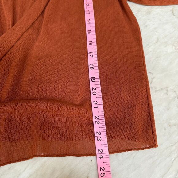 Soft Surroundings open cardigan rust spice Roll Tab thin knit asymmetrical sz XL - Picture 7 of 7
